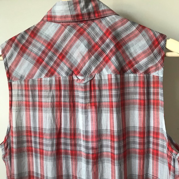 Plaid Button Up Slit Shirt Dress - Picture 7 of 7